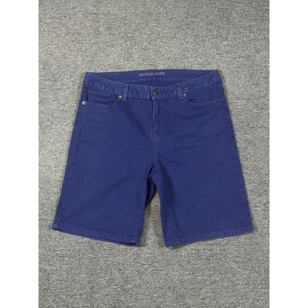 Michael Kors Women's Size 8 Dark Blue Wash Stretch Denim Bermuda Chino Shorts
